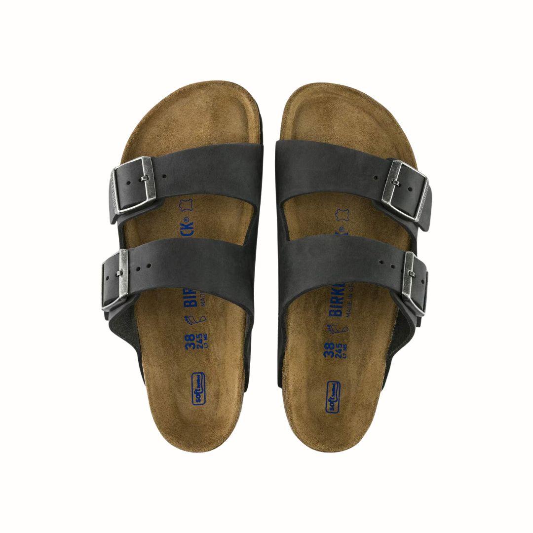 Birkenstock Arizona sandaalit, leveä, musta nahka/pehmeä pohja