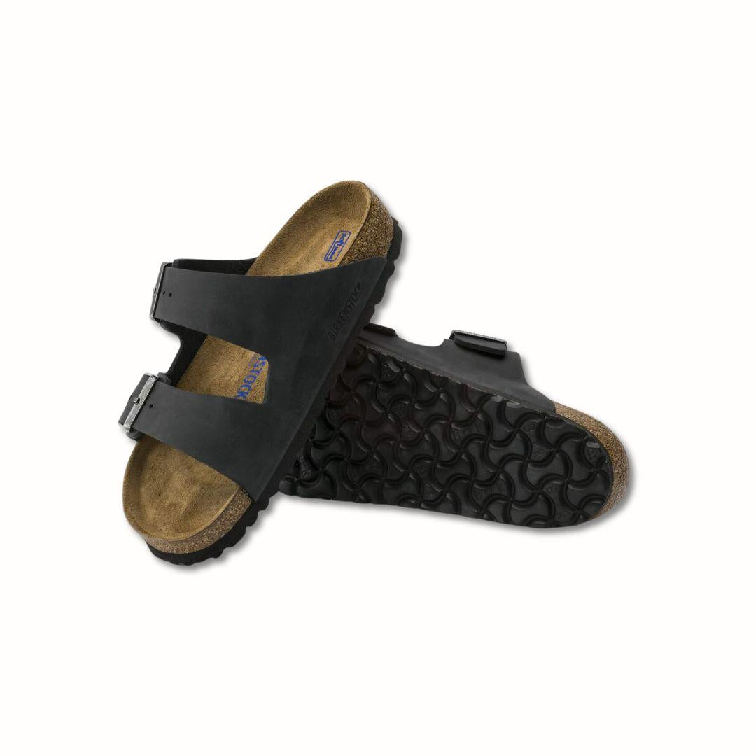 Birkenstock Arizona sandaalit, leveä, musta nahka/pehmeä pohja