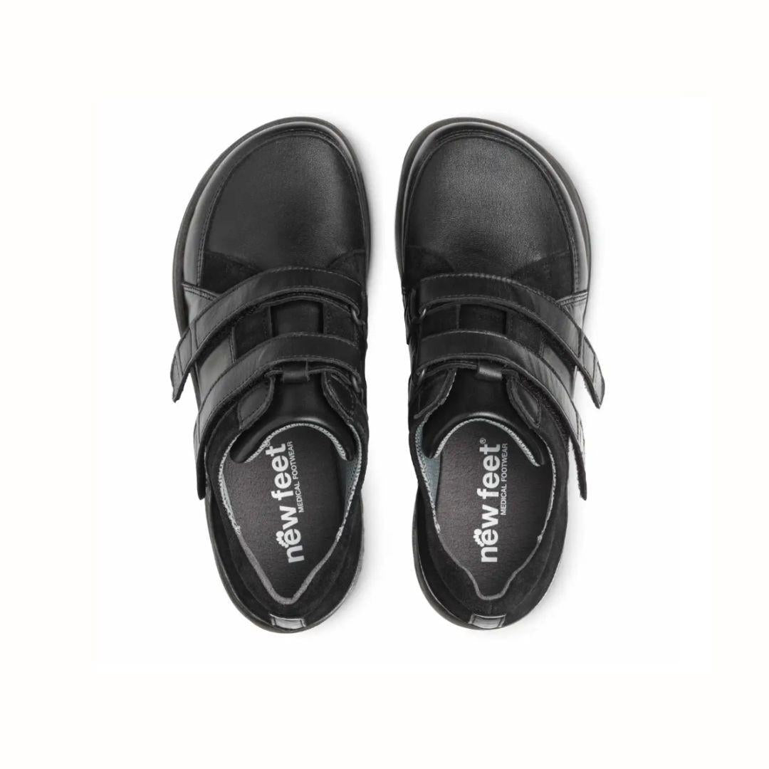 New Feet naisten kävelykengät tarrakiinnitysellä, musta